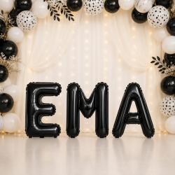 Flippy Baloane Folie Metalizate, Flippy, Set EMA, Heliu sau Aer, Pai inclus, 40 cm, Negru (177701)