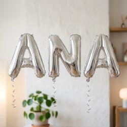 Flippy Baloane Folie Metalizate, Flippy, Set ANA, Heliu sau Aer, Pai inclus, 40 cm, Argintiu (177425)