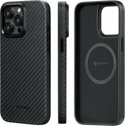 PITAKA Husa Pitaka MagEZ Pro 4, Aramida 1500D, pentru iPhone 15 Pro Max, MagSafe, Negru/Gri (KI1501PMP)