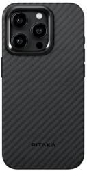 PITAKA Husa Pitaka MagEZ Pro 4, Aramida 1500D, pentru iPhone 15 Pro, MagSafe, Negru/Gri (KI1501PP)