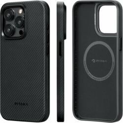 PITAKA Husa Pitaka MagEZ Pro 4, Aramida 600D, pentru iPhone 15 Pro Max, MagSafe, Negru/Gri (KI1501PMPA)