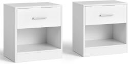 VASAGLE Set 2 noptiere VASAGLE albe cu sertar si compartiment deschis, 28x39x41 cm (EZ-LET819T14)