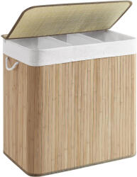Songmics Cos de rufe SONGMICS din bambus, pliabil, 3 compartimente, 150L, natural (EZ-LCB091N01)