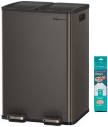SONGMICS szelektív konyhai szemetes, 2 x 30 L, lágy záródás, palaszürke (LTB741G01)