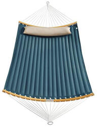 SONGMICS 2 személyes párnázott kültéri függőágy, kemping függőágy, 200 x 140 cm, kék-bézs színű (GDC34QW)