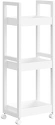 SONGMICS Kis polcos tároló kerekeken, 3 szintes tárolódoboz, bambusz, helytakarékos, 20 x 30 x 80 cm, fehér (BCB083W01)