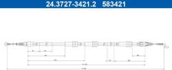 ATE Cablu, frana de parcare ATE 24.3727-3421.2 (24.3727-3421.2) - fixbox
