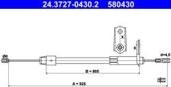 ATE Cablu, frana de parcare ATE 24.3727-0430.2 (24.3727-0430.2) - fixbox