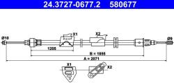ATE Cablu, frana de parcare ATE 24.3727-0677.2 (24.3727-0677.2) - fixbox