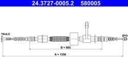 ATE Cablu, frana de parcare ATE 24.3727-0005.2 (24.3727-0005.2) - fixbox