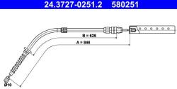 ATE Cablu, frana de parcare ATE 24.3727-0251.2 (24.3727-0251.2) - fixbox