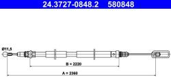 ATE Cablu, frana de parcare ATE 24.3727-0848.2 (24.3727-0848.2) - fixbox