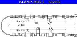 ATE Cablu, frana de parcare ATE 24.3727-2902.2 (24.3727-2902.2) - fixbox