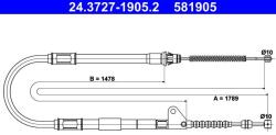 ATE Cablu, frana de parcare ATE 24.3727-1905.2 (24.3727-1905.2) - fixbox