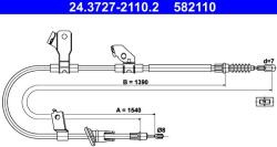 ATE Cablu, frana de parcare ATE 24.3727-2110.2 (24.3727-2110.2) - fixbox