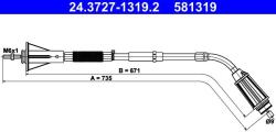 ATE Cablu, frana de parcare ATE 24.3727-1319.2 (24.3727-1319.2) - fixbox