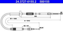 ATE Cablu, frana de parcare ATE 24.3727-0155.2 (24.3727-0155.2) - fixbox