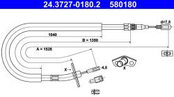 ATE Cablu, frana de parcare ATE 24.3727-0180.2 (24.3727-0180.2) - fixbox