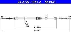 ATE Cablu, frana de parcare ATE 24.3727-1931.2 (24.3727-1931.2) - fixbox