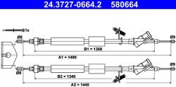 ATE Cablu, frana de parcare ATE 24.3727-0664.2 (24.3727-0664.2) - fixbox