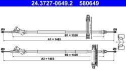 ATE Cablu, frana de parcare ATE 24.3727-0649.2 (24.3727-0649.2) - fixbox