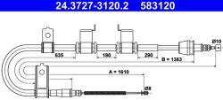 ATE Cablu, frana de parcare ATE 24.3727-3120.2 (24.3727-3120.2) - fixbox