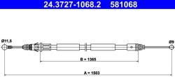 ATE Cablu, frana de parcare ATE 24.3727-1068.2 (24.3727-1068.2) - fixbox