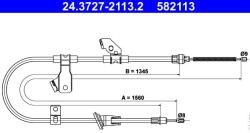 ATE Cablu, frana de parcare ATE 24.3727-2113.2 (24.3727-2113.2) - fixbox