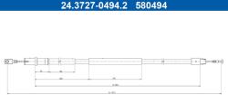 ATE Cablu, frana de parcare ATE 24.3727-0494.2 (24.3727-0494.2) - fixbox