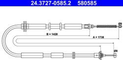 ATE Cablu, frana de parcare ATE 24.3727-0585.2 (24.3727-0585.2) - fixbox
