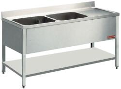 DIAMOND Masa inox DIAMOND L1421D/6, chiuveta 2 rezervoare, 1 suprafata de scurgere (L1421D/6)