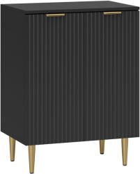 HOMCOM Comodă Modernă cu 2 Uși și Raft Reglabil, Bufet pentru Bucătărie și Living cu Picioare din Metal, Negru | Aosom Romania (83A-188V80BK) Comoda