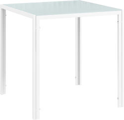 HomCom Masă de dining din sticlă Masă pătrată de bucătărie pentru 4 persoane cu picioare metalice pentru living 75x75x75 cm alb | Aosom Romania (835-480V00WT)