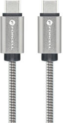 Forcell F-ENERGY C238 USB-C-USB-C adatkábel, PD, 5A, QC4.0, 100W, 1m, ezüst - muszakishop