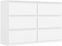 HOMCOM Fiókos komód 6 fiókos, modern tároló bútor hálószobába, forgácslap, fehér (831-337V96WT)