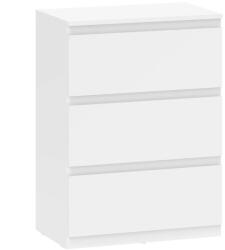 HOMCOM Fiókos komód 3 fiókos, modern tárolóbútor hálószobába, fehér (831-337V95WT)