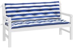 vidaXL 2 db kék-fehér csíkos szövet kerti padpárna 150 x 50 x 7 cm 361709 (361709VidaXL)