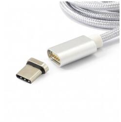 SBOX MAGNETIC- TYPE-C M/M - 1m mágneses USB 2.0 - Type-C ezüst kábel (T-MLX36421)