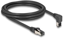 Delock RJ45 мрежов кабел Cat. 8.1 S/FTP, извит нагоре под ъгъл 90 градуса / прав, 2 м, черен