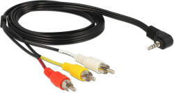 Delock Кабел Delock 3, 5 мм стерео, 4-пинов, 90°, с 3 RCA конектора, 1, 5 м