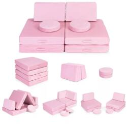  Gyerek moduláris fotel, ECOTOYS TMSRT-14, rózsaszín, 8 modul, levehető és mosható huzat, habszivacs, átalakítható kanapévá, puffá, matraccá, teherbírás: 120 kg, 2 gyermeknek (TF3609)