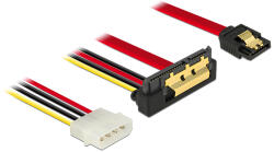 Delock SATA кабел Delock, 6 Gb/s, 7-пинов женски конектор + 4-пинов Molex мъжки конектор, 22-пинов SATA конектор