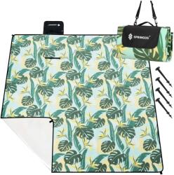 Springos Springos® 200×200 cm pătură de picnic, impermeabilă polar+aluminiu, verde-galben (PM052) Patura