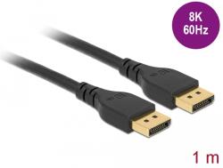 Delock Кабел Delock DisplayPort 8K 60 Hz, 1 м, със сертификат DP 8K, без заключващ механизъм
