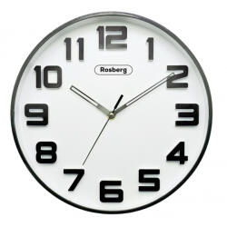 Rosberg Ceas de perete Rosberg R59998B, 30 cm, Cifre mari, Mecanism silentios, Rotund, Negru (R59998B)