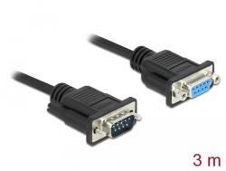 Delock Cablu serial Delock Sub D9 cu conexiune null modem, RS-232, tată-mamă, 3 m