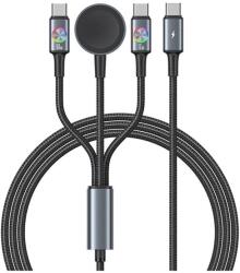 USAMS Cablu de date USAMS HUAN 3-în-1 Type-C - 2 încărcătoare Type-C/Apple Watch, 120 cm, GRI SJ785USB01 (SJ785USB01)