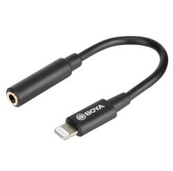 BOYA iPhone 14 Plus / 14 Pro Max / 14 Pro Cablu adaptor audio BOYA BY-K3 cu mufă jack de 3, 5 mm - Lightning, 6 cm, NEGRU GP-188633 (GP-188633)