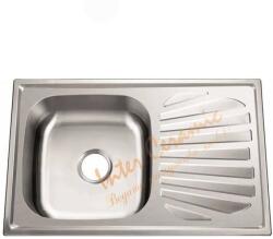 Inter Ceramic Chiuveta inox Inter Ceramic cu o cuva si picurator dreapta finisaj inox satinat 80x50 cm (8022 R) Chiuveta