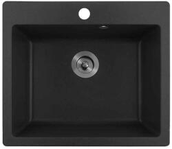 Inter Ceramic Chiuveta compozit Inter Ceramic finisaj granit negru 57x50 cm cu orificiu baterie (8304 BLACK CENTRAL HOLE) Chiuveta